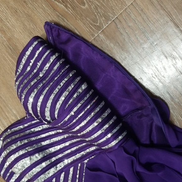 (5/6) LE CHÂTEAU Sequined Empire Waist High Low Jewel Tone Dress Prom Graduation - Picture 8 of 11